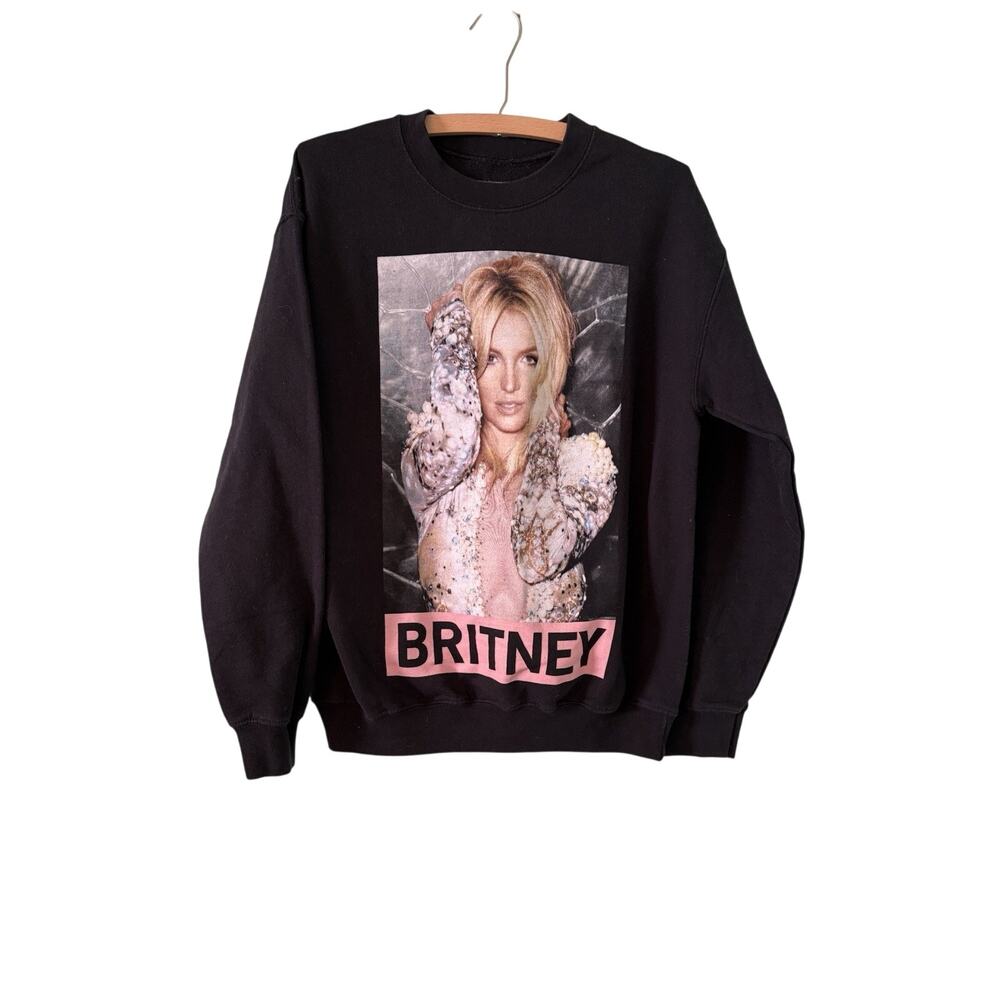 BRITNEY SPEARS COLLECTION Ned 2018 Official Black Graphic Print Top Sweatshirt